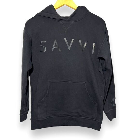 Savvi | Black Super Comfy Hoodie with graphic on arm and front Medium - Picture 1 of 5